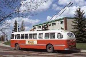 This vintage Brill T-44 trolley is seen running in Belgravia in May of 1974 about two blocks from where I now live. (Courtesy of Angus McIntyre of Vancouver.)