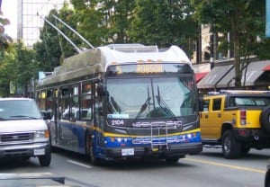 A modern low-floor trolley in service in Vancouver. Same chassis as diesel New Flyer ETS buses.